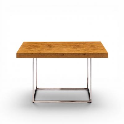 Milo Baughman Milo Baughman for Thayer Coggin Style Burlwood and Chrome Side Tables Pair