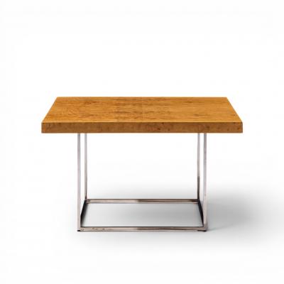 Milo Baughman Milo Baughman for Thayer Coggin Style Burlwood and Chrome Side Tables Pair