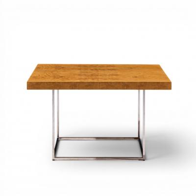 Milo Baughman Milo Baughman for Thayer Coggin Style Burlwood and Chrome Side Tables Pair