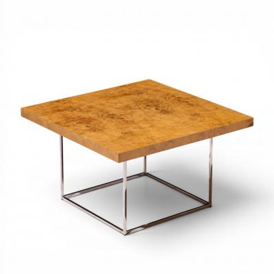 Milo Baughman Milo Baughman for Thayer Coggin Style Burlwood and Chrome Side Tables Pair