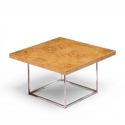 Milo Baughman Milo Baughman for Thayer Coggin Style Burlwood and Chrome Side Tables Pair