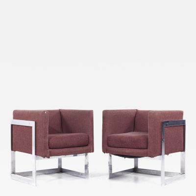 Milo Baughman Milo Baughman for Thayer Coggin Style Mid Century Chrome Lounge Chairs Pair