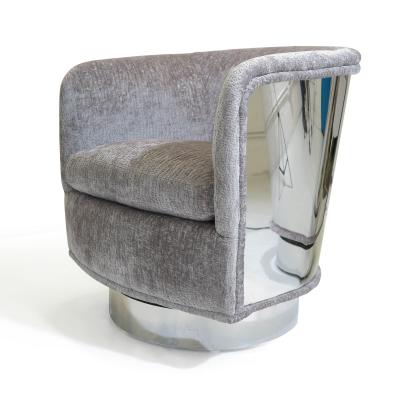 Milo Baughman Milo Baughman for Thayer Coggin Swiveling Tilt Lounge Chairs in Chrome Backs