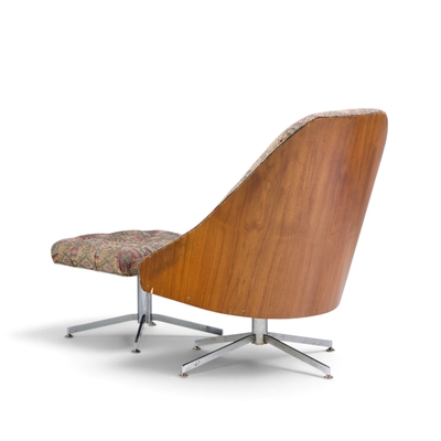 Milo Baughman Milo Baughman for Thayer Coggin Walnut and Chrome Tufted Lounge Chair Ottoman