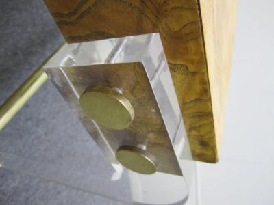 Milo Baughman Milo Baughman style Lucite and Olive Ash Burl Side End Table Mid century Modern