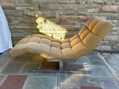 Milo Baughman Milo Baughman style Tufted Chrome Wave Form Chaise Lounge Carsons
