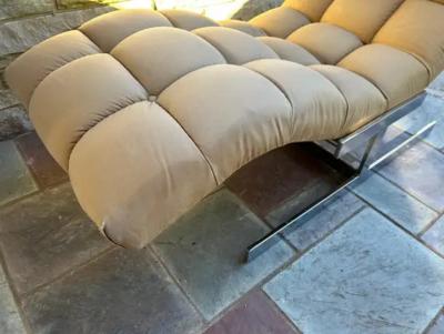 Milo Baughman Milo Baughman style Tufted Chrome Wave Form Chaise Lounge Carsons