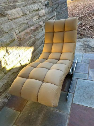 Milo Baughman Milo Baughman style Tufted Chrome Wave Form Chaise Lounge Carsons