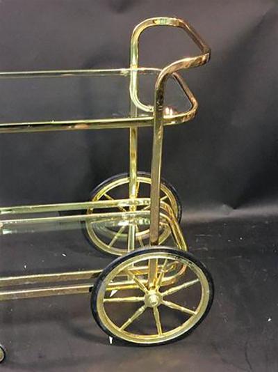 Milo Baughman Modern Brass Tone Milo Baughman Style Bar Cart