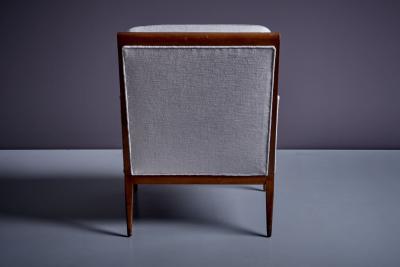 Milo Baughman Newly upholstered Pair of Light Gray Milo Baughman Lounge or Arm Chairs 1950s