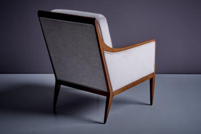 Milo Baughman Newly upholstered Pair of Light Gray Milo Baughman Lounge or Arm Chairs 1950s