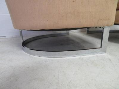 Milo Baughman Nice Pair of Milo Baughman Style Chrome Base Barrel Back Chairs