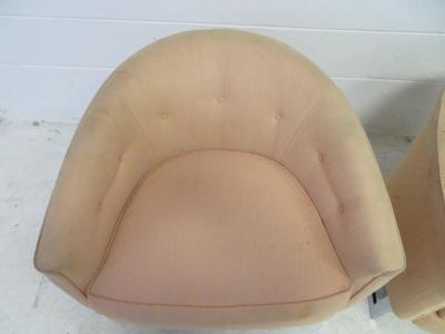 Milo Baughman Nice Pair of Milo Baughman Style Chrome Base Barrel Back Chairs
