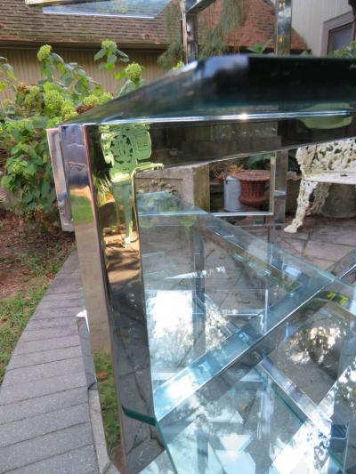 Milo Baughman Outrageous Milo Baughman Style Chrome and Glass Butterfly tag re Midcentury