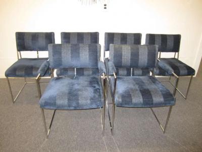 Milo Baughman Outstanding Set of Six Milo Baughman Chrome Dining Chairs Mid Century Modern