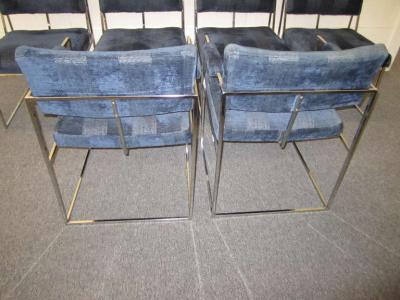 Milo Baughman Outstanding Set of Six Milo Baughman Chrome Dining Chairs Mid Century Modern