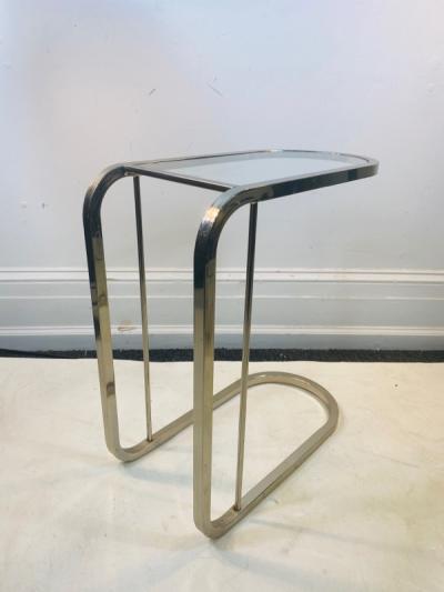 Milo Baughman PAIR OF MILO BAUGHMAN GLASS AND CHROME SIDE TABLES