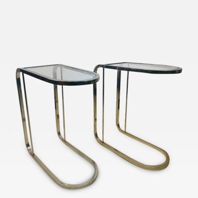 Milo Baughman PAIR OF MILO BAUGHMAN GLASS AND CHROME SIDE TABLES