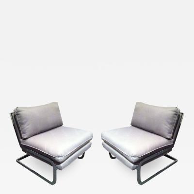 Milo Baughman Pair Mid Century Milo Baughman style S shaped Cantilever Club Chairs