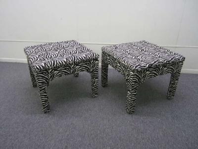 Milo Baughman Pair Milo Baughman Style Square Upholstered Bench Stools Mid century