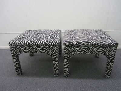 Milo Baughman Pair Milo Baughman Style Square Upholstered Bench Stools Mid century