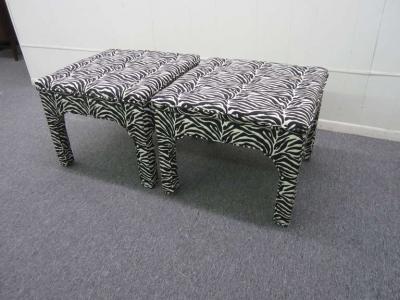 Milo Baughman Pair Milo Baughman Style Square Upholstered Bench Stools Mid century
