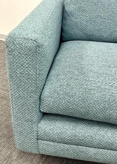 Milo Baughman Pair Teal Milo Baughman Style Mid Century Modern Lounge Chairs Swivel Square