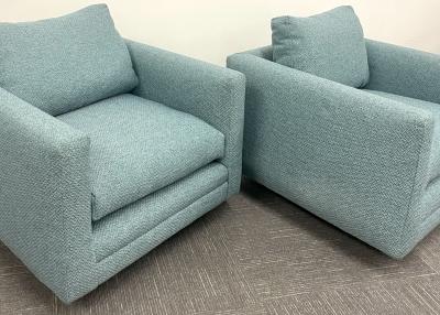 Milo Baughman Pair Teal Milo Baughman Style Mid Century Modern Lounge Chairs Swivel Square