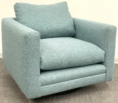 Milo Baughman Pair Teal Milo Baughman Style Mid Century Modern Lounge Chairs Swivel Square