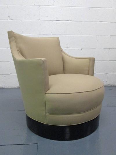 Milo Baughman Pair Upholstered Swivel Chairs style of Milo Baughman