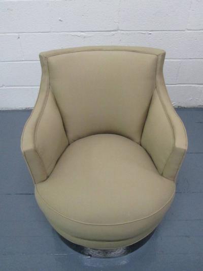 Milo Baughman Pair Upholstered Swivel Chairs style of Milo Baughman