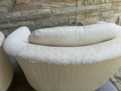 Milo Baughman Pair XL Milo Baughman Swivel Barrel Back Lounge Chair Mid Century Modern