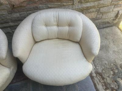 Milo Baughman Pair XL Milo Baughman Swivel Barrel Back Lounge Chair Mid Century Modern