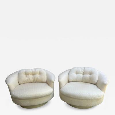 Milo Baughman Pair XL Milo Baughman Swivel Barrel Back Lounge Chair Mid Century Modern