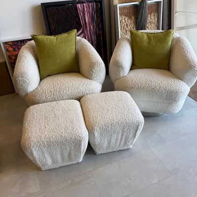 Milo Baughman Pair of American Lounge Chairs with Matching Ottomans by Milo Baughman c 1990