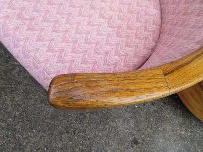 Milo Baughman Pair of Butcher Block Milo Baughman Style Barrel Back Lounge Chairs Mid Century