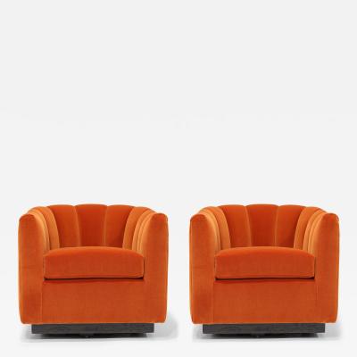 Milo Baughman Pair of Channel Back Swivel Chairs 1970s