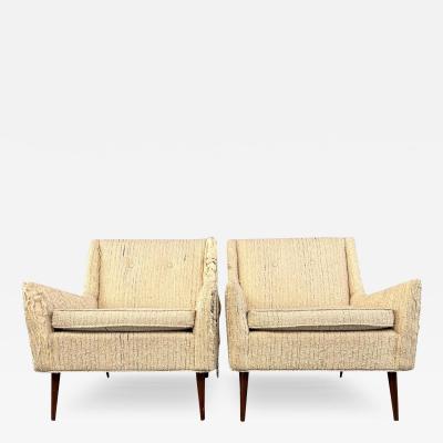 Milo Baughman Pair of Early Milo Baughman Style Mid Century Armchairs with Walnut Legs