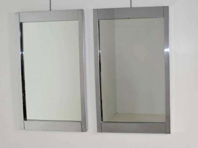 Milo Baughman Pair of Large Chrome Frame Mirrors by Milo Baughman for Thayer Coggin