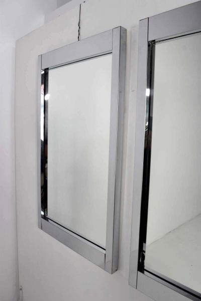 Milo Baughman Pair of Large Chrome Frame Mirrors by Milo Baughman for Thayer Coggin