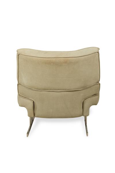 Milo Baughman Pair of Large Milo Baughman Chrome and suede Club Chairs