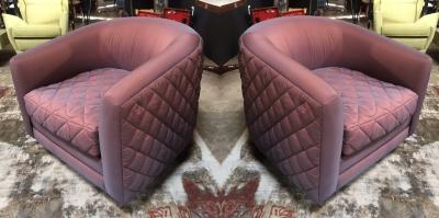 Milo Baughman Pair of Mid Century Modern Milo Baughman style Swivel Club Chairs Platform Base 