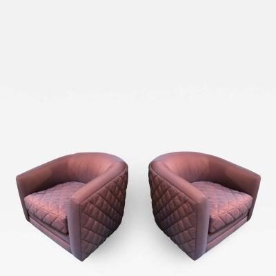 Milo Baughman Pair of Mid Century Modern Milo Baughman style Swivel Club Chairs Platform Base 