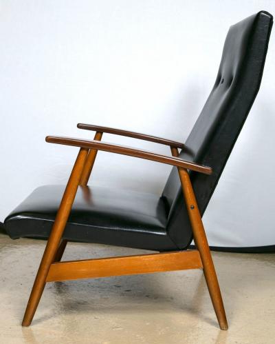 Milo Baughman Pair of Mid Century Modern Scandinavian Teak and Black Lounge Chairs