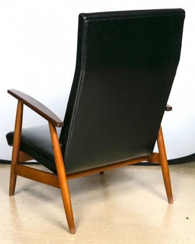 Milo Baughman Pair of Mid Century Modern Scandinavian Teak and Black Lounge Chairs