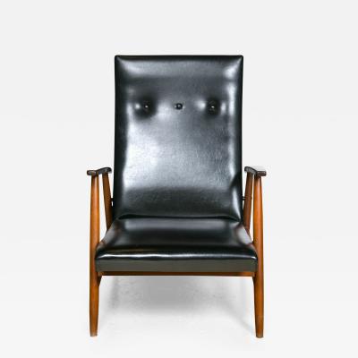 Milo Baughman Pair of Mid Century Modern Scandinavian Teak and Black Lounge Chairs