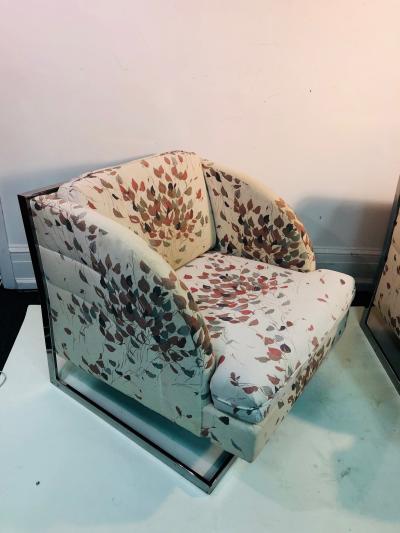 Milo Baughman Pair of Milo Baughman Chairs with Unusual Design