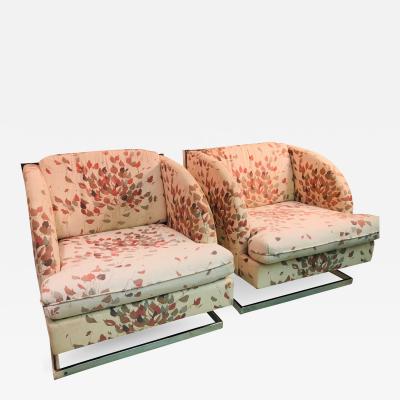 Milo Baughman Pair of Milo Baughman Chairs with Unusual Design