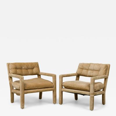 Milo Baughman Pair of Milo Baughman Mid Century American Modern Upholstered Parsons Armchairs