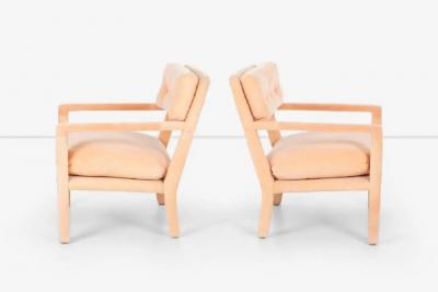 Milo Baughman Pair of Milo Baughman Parsons Style Lounge Pull Up Chairs